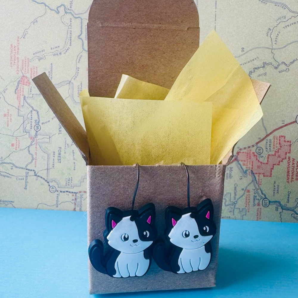 5/$25 Black and White Cat Earrings - Multiple styles - New in original gift box